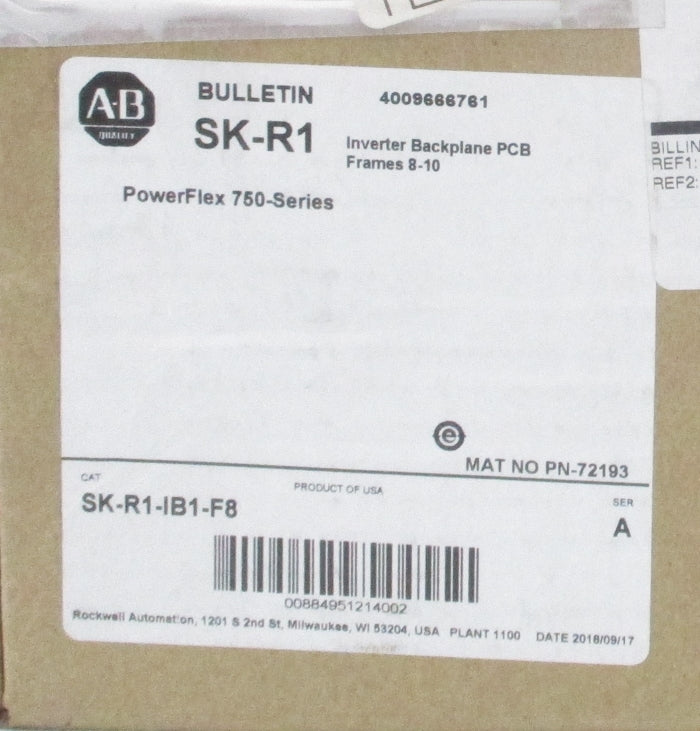 ALLEN BRADLEY SK-R1-IB1-F8 SER. A DATE:2018 NSFS