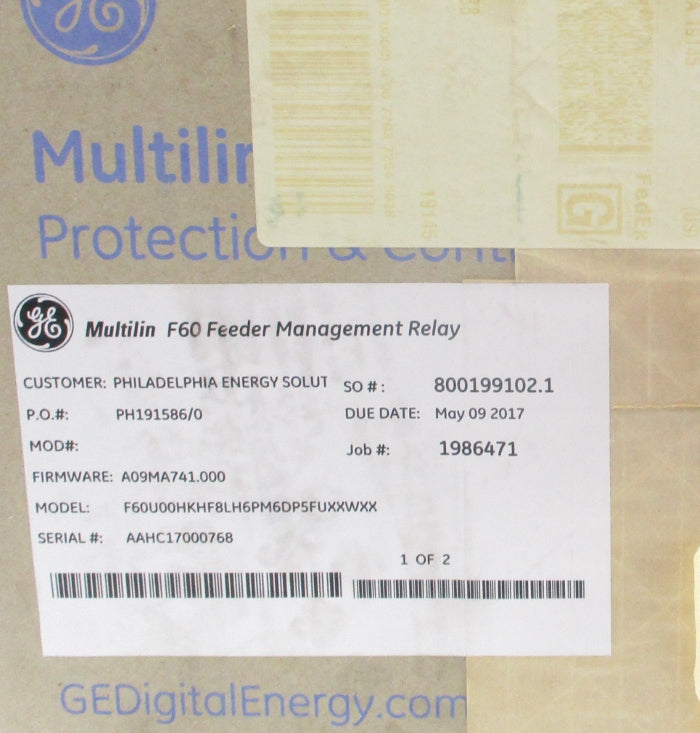 GENERAL ELECTRIC F60U00HKHF8LH6PM6DP5FUXXWXX MULTILIN F60 NSFS