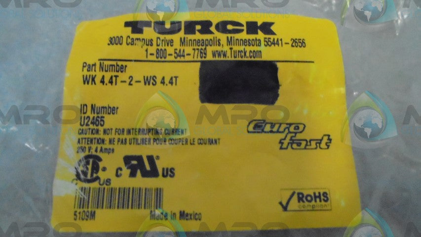 TURCK WK-4T-2-WS-4T MOLDED CORDSET *NEW IN BAG*