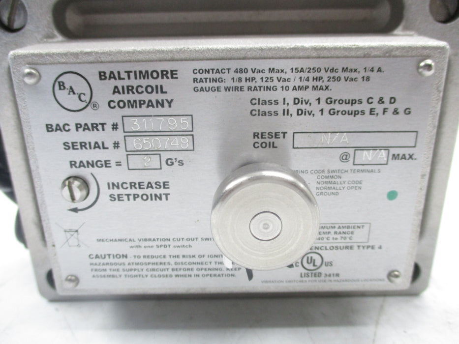 BALTIMORE AIRCOIL 311795 480VAC 15A NSNP