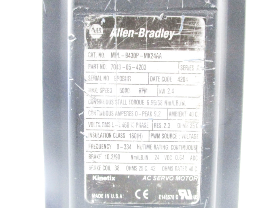 ALLEN BRADLEY MPL-B430P-MK24AA SER. A UNMP
