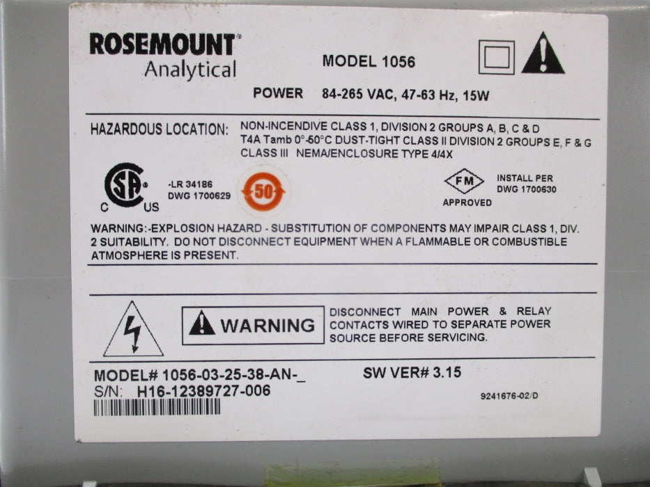 ROSEMOUNT 1056-03-25-38-AN NSNP
