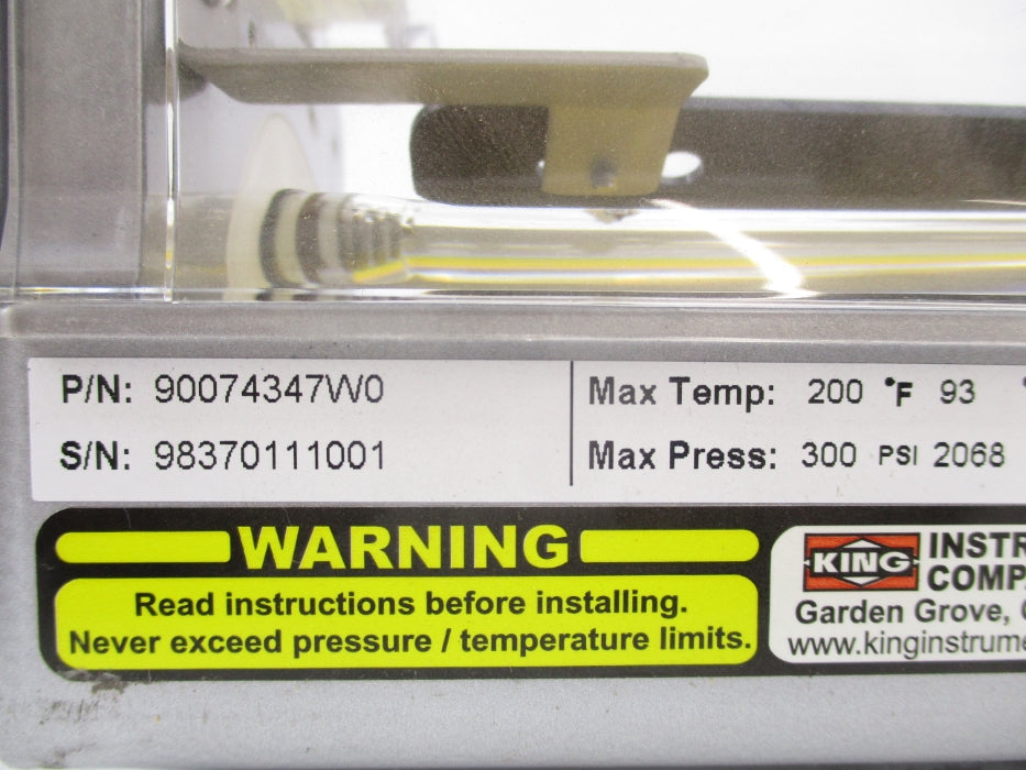 KING INSTRUMENT 90074347W0 R-3.6GPM 300PSI NSNP