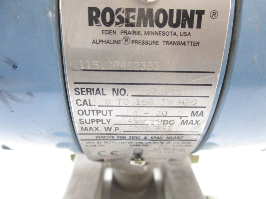 ROSEMOUNT 1151DP4E23B3 2000PSI (AS PICTURED) UNMP