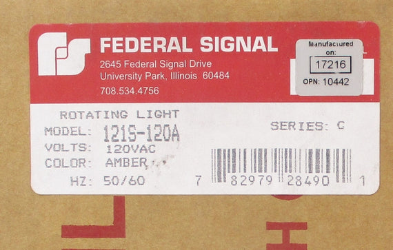 FEDERAL SIGNAL 121S-120A SER. C 120VAC 0.36A NSMP