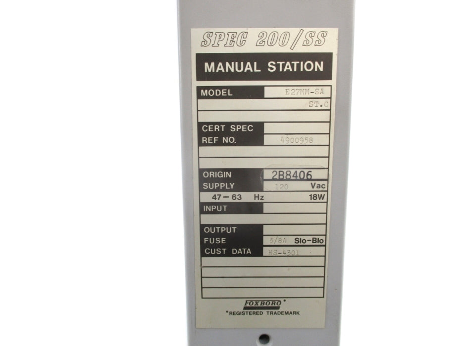FOXBORO E27MM-SA (AS PICTURED) NSNP