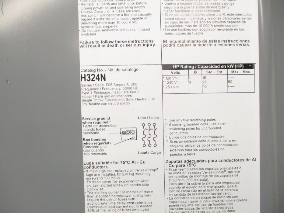 SQUARE D H324N SER. F05 NSNP