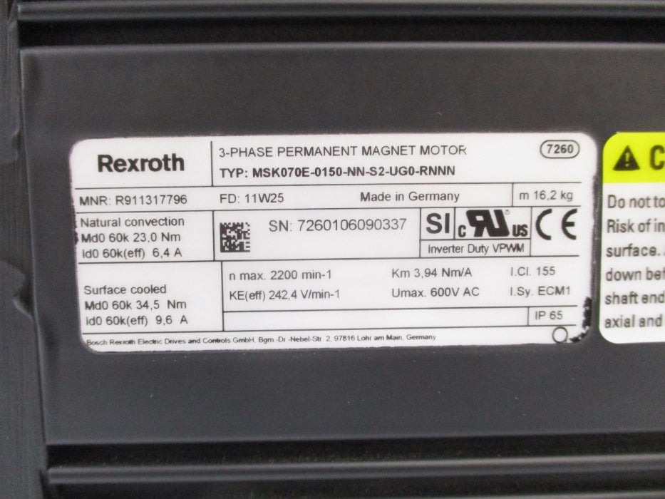 REXROTH MSK070E-0150-NN-S2-UG0-RNNN R911317796 REMAN