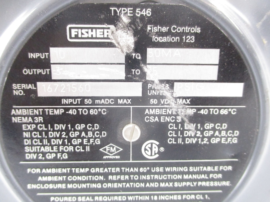 FISHER CONTROLS 546 NSNP