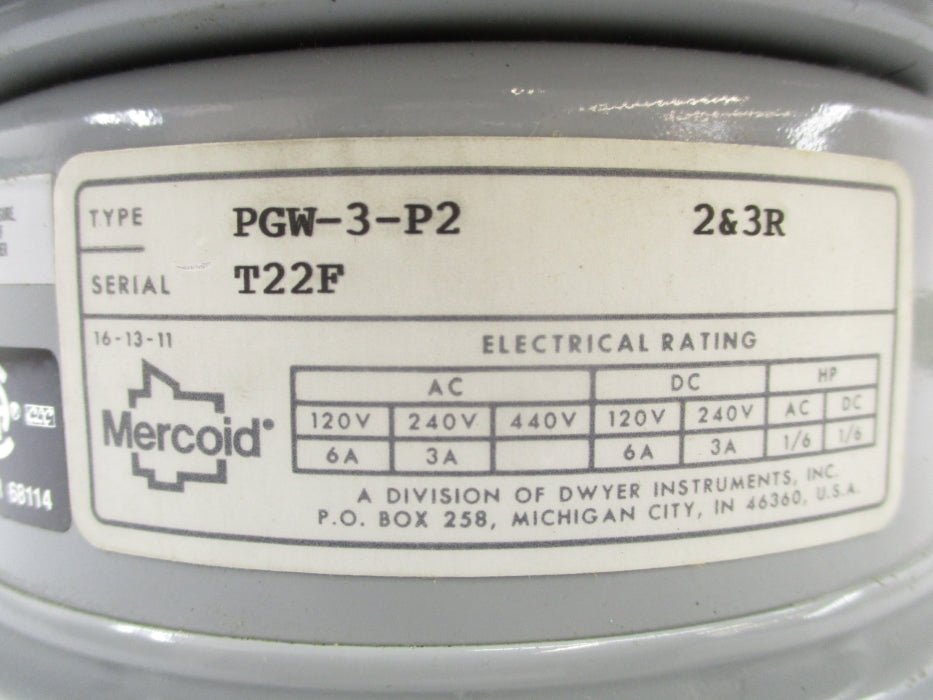 MERCOID PGW-3-P2 15PSI NSNP