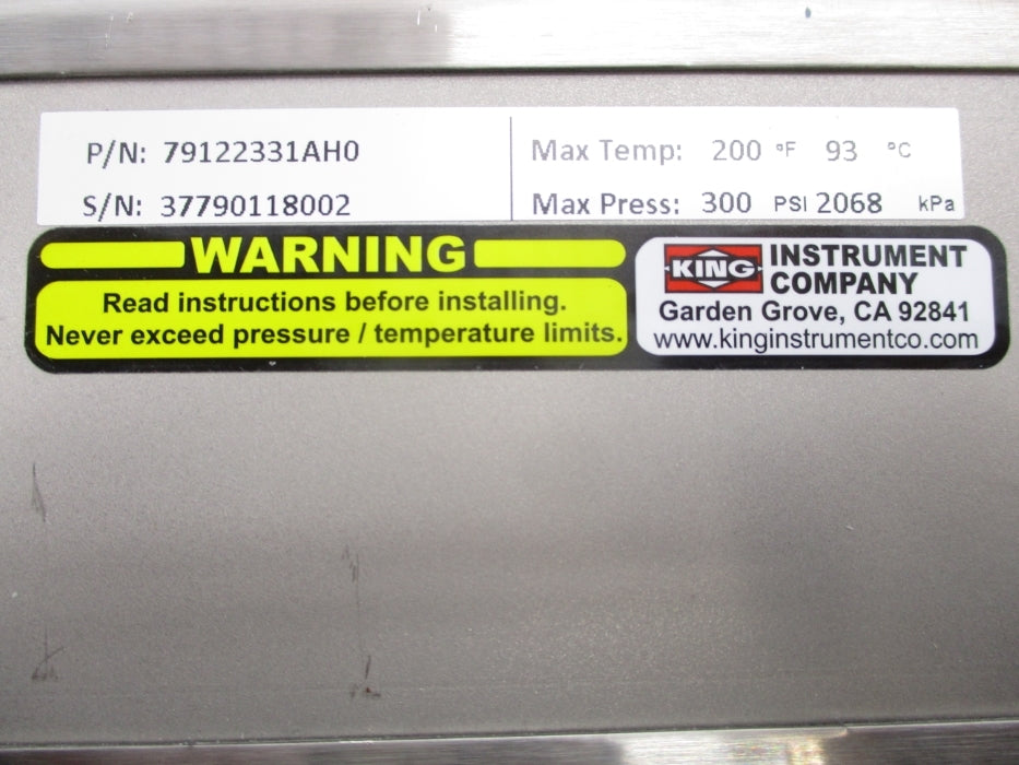 KING INSTRUMENT 79122331AH0 300PSI NSNP