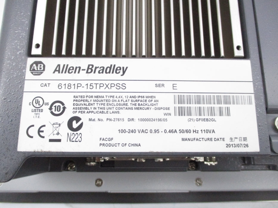 ALLEN BRADLEY 6181P-15TPXPSS SER. E NSNP