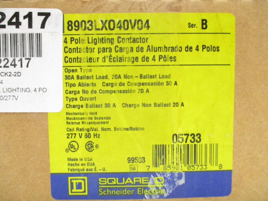 SQUARE D 8903LXO40V04 SER. B 277V NSFS