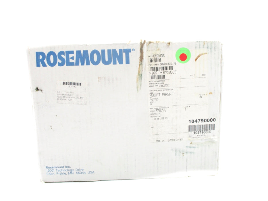 ROSEMOUNT 3051TG2A2B21AB4 0-150PSI NSMP