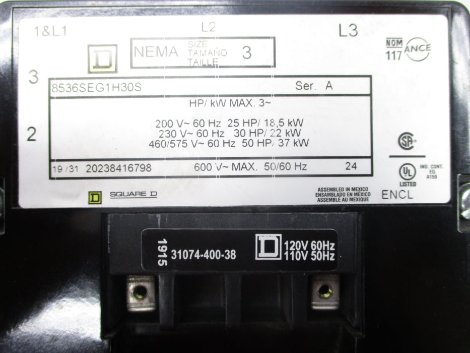 SQUARE D 8536SEG1H30S SER. A 110/120V NSNP