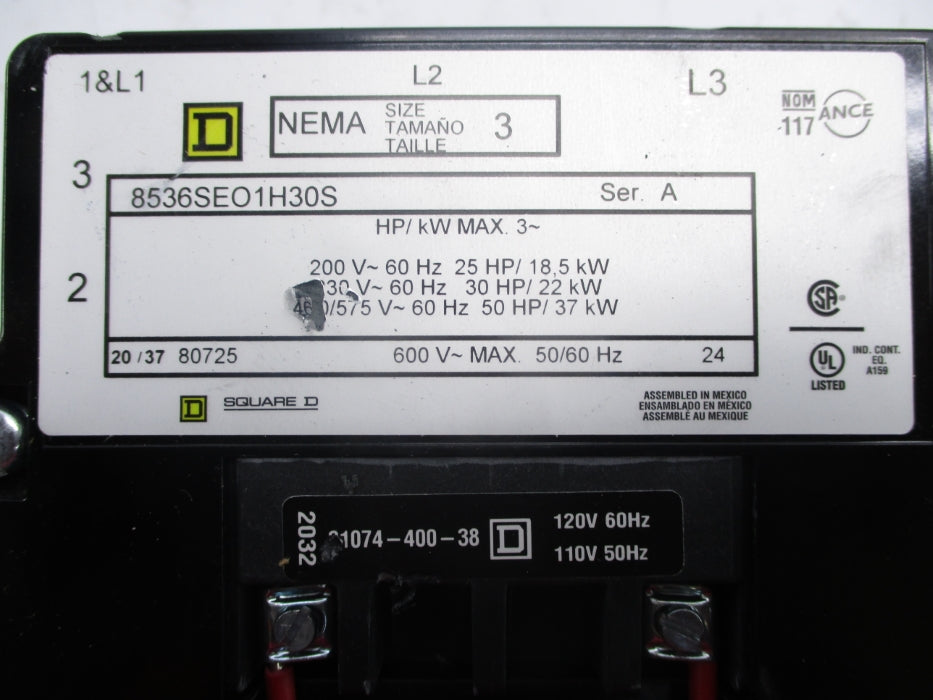 SQUARE D 8536SEO1H30S SER. A 110/120V NSNP