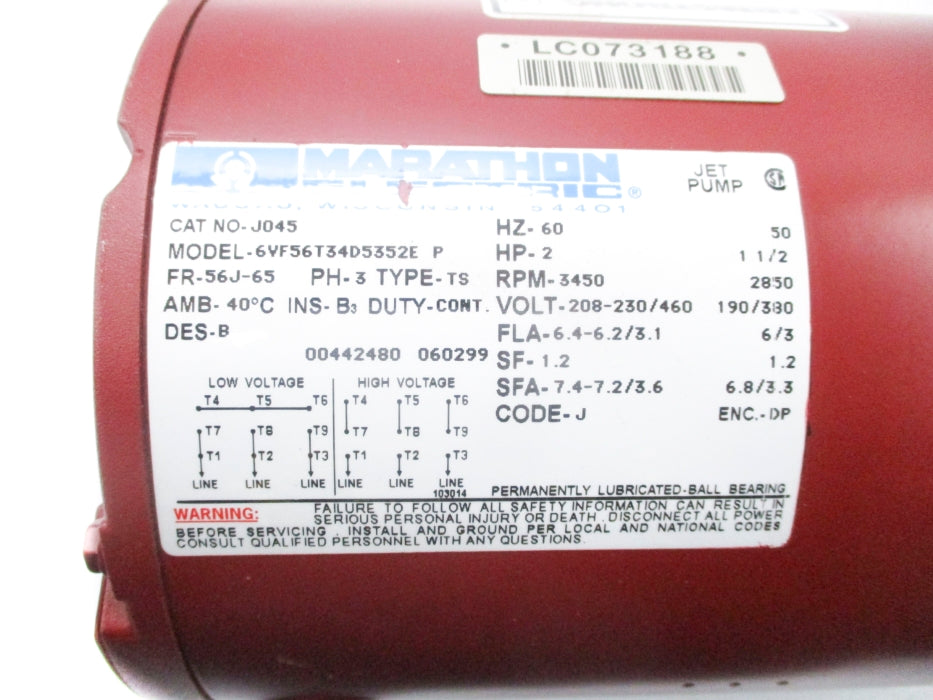 MARATHON ELECTRIC J045 6VF56T34D5352E (AS PICTURED) NSNP