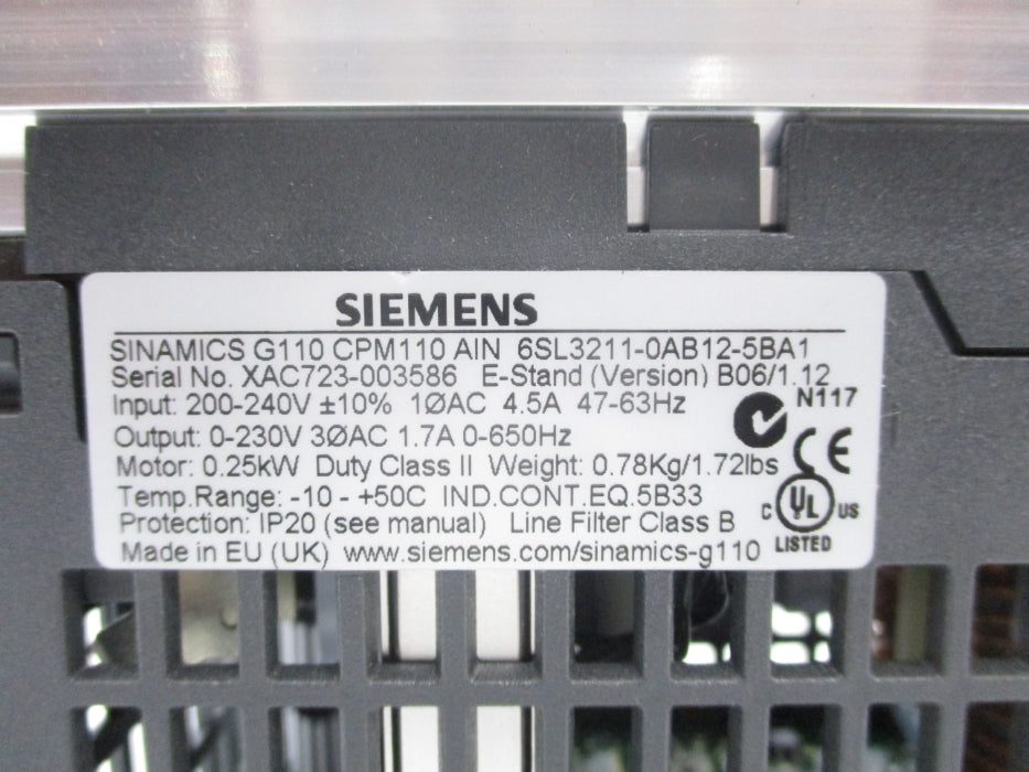 SIEMENS 6SL3211-0AB12-5BA1 NSNP