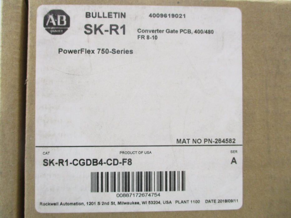 ALLEN BRADLEY SK-R1-CGDB4-CD-F8 SER. A DATE: 2018 (BR/WH) NSFS