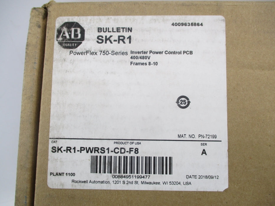 ALLEN BRADLEY SK-R1-PWRS1-CD-F8 SER. A DATE: 2018 (BR/WH) NSFS