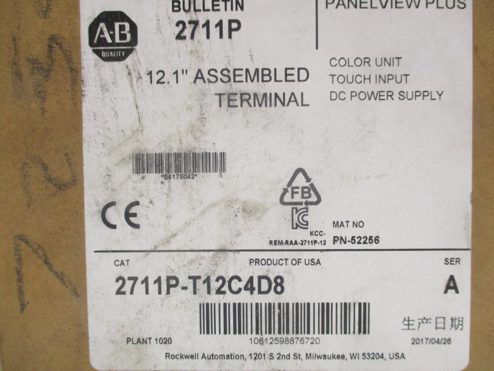 ALLEN BRADLEY 2711P-T12C4D8 SER. A DATE: 2017 NSFS