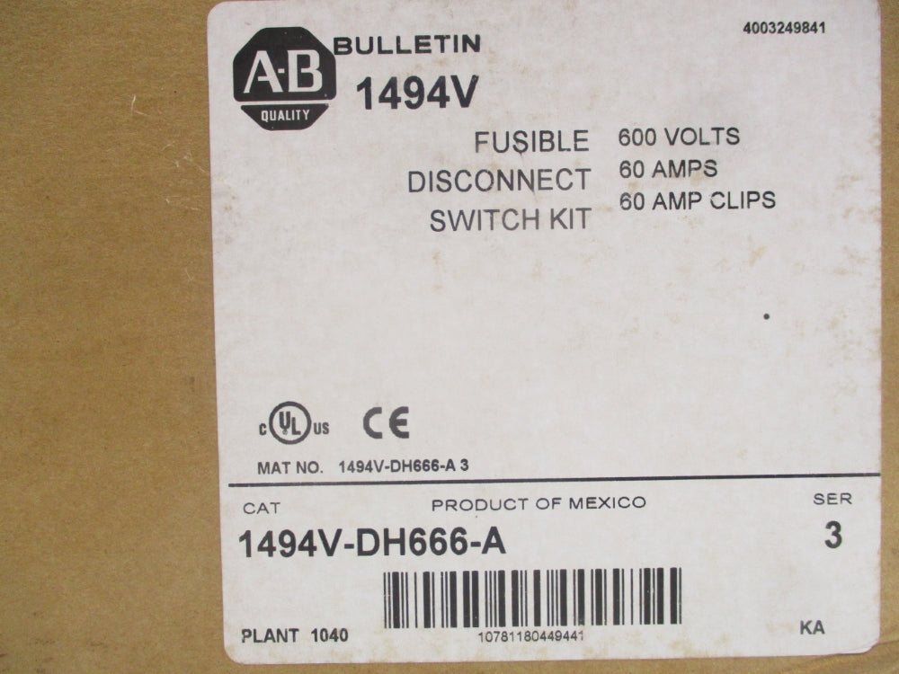 ALLEN BRADLEY 1494V-DH666-A SER. 3 (BR/WH) NSFS