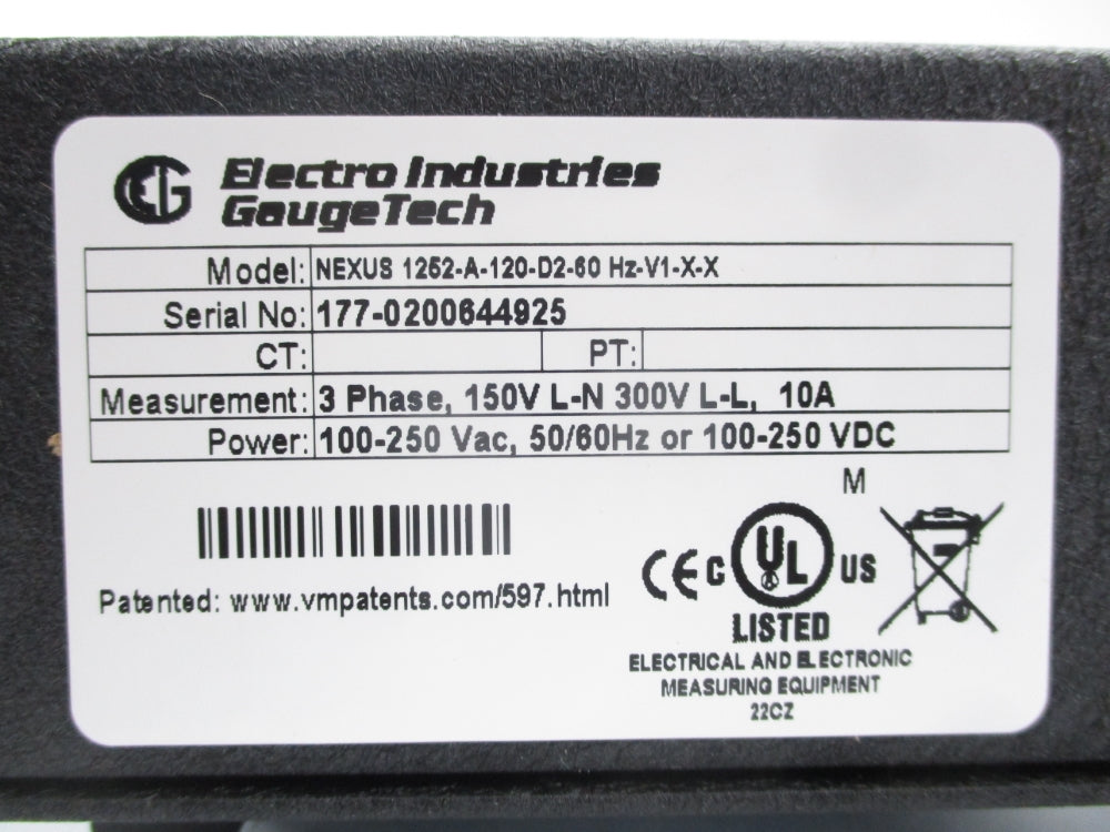 ELECTRO INDUSTRIES NEXUS 1252-A-120-D2-60 UNMP