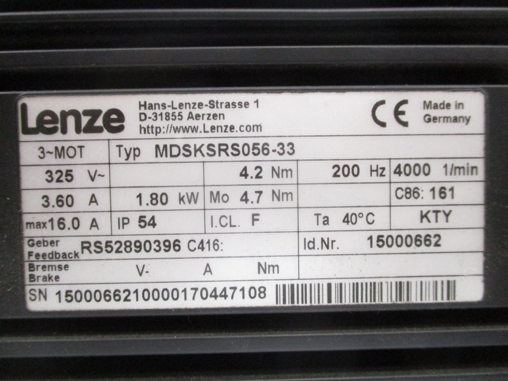 LENZE MDSKSRS056-33 (AS PICTURED) NSNP