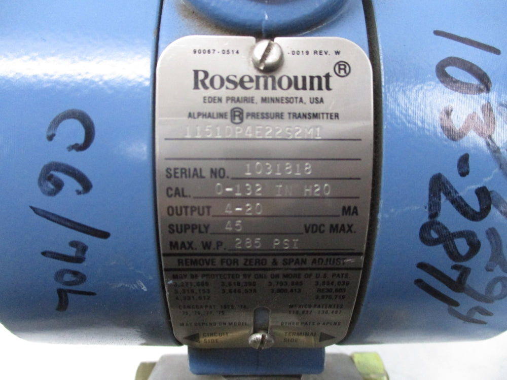 ROSEMOUNT 1151DP4E22S2M1 285PSI NSNP
