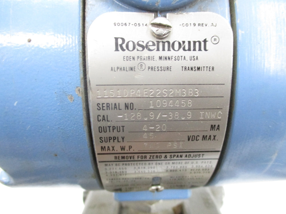 ROSEMOUNT 1151DP4E22S2S2M3B3 740PSI UNMP