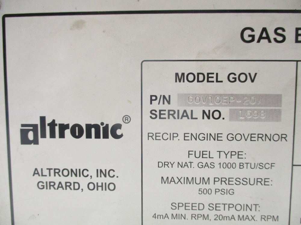 ALTRONIC G0V10EP-20A 500PSI NSNP