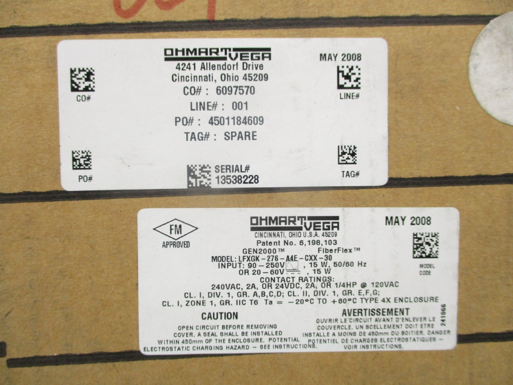 OHMART VEGA LFXGK-276-A4E-CXX-30 NSMP