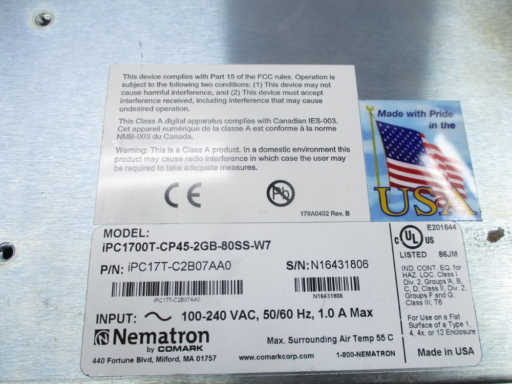NEMATRON IPC1700T-CP45-2GB-80SS-W7 UNMP