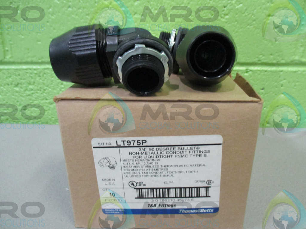 LOT OF 10 THOMAS & BETTS LT975P 3/4" 90 DEGREE BULLETIN NON-METALLIC CONDUCT FITTINGS *NEW IN BOX*