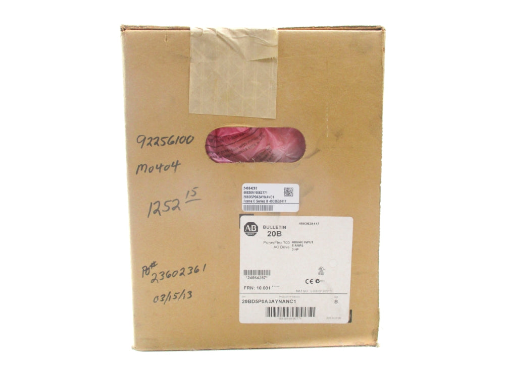 ALLEN BRADLEY 20BD5P0A3AYNANC1 SER. B F/W 10.001 DATE: 2013 NSFS