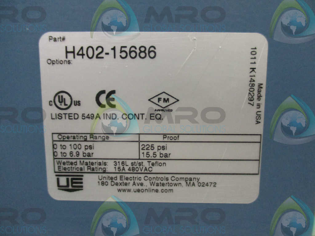 UNITED ELECTRIC H402-15686 W/CV 1-1144 TRASMITTER *NEW NO BOX*
