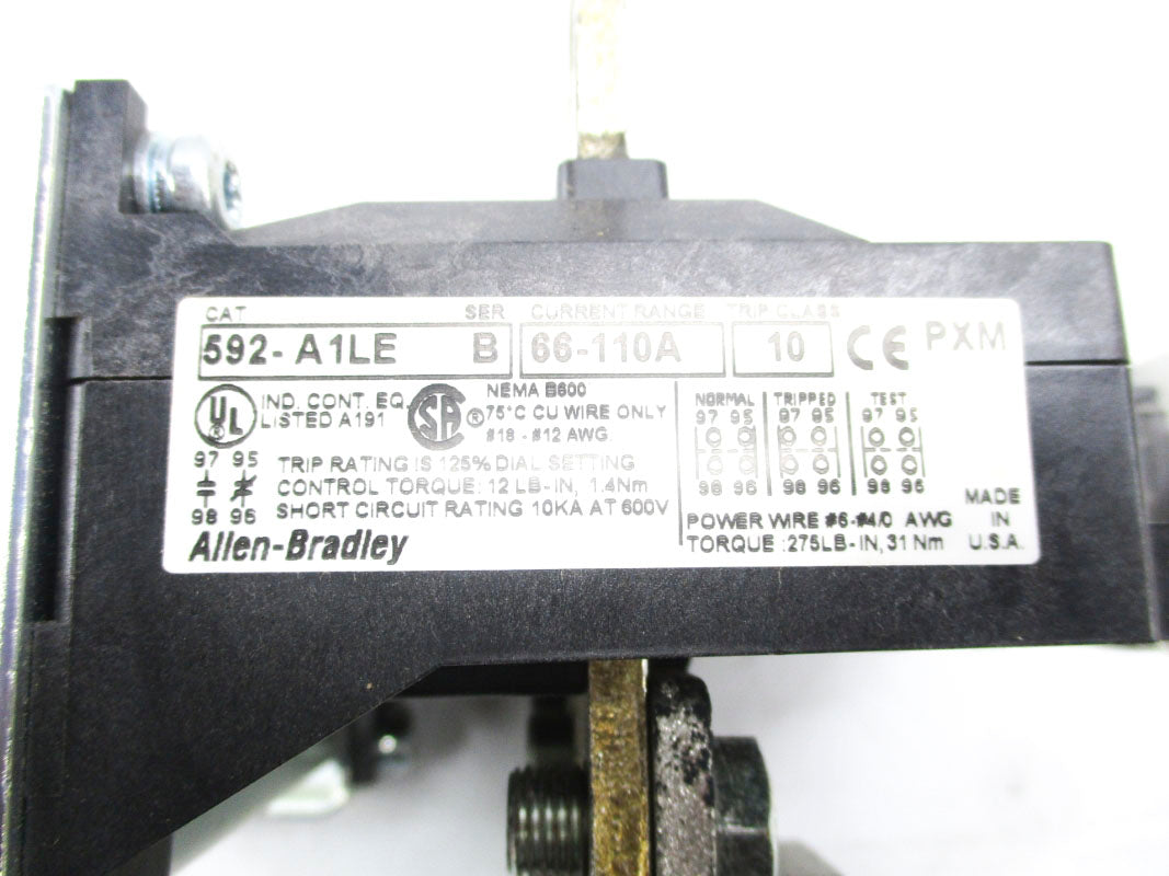 ALLEN BRADLEY 592-A1LE 110A SER. B 110A (BR/WH) NSMP