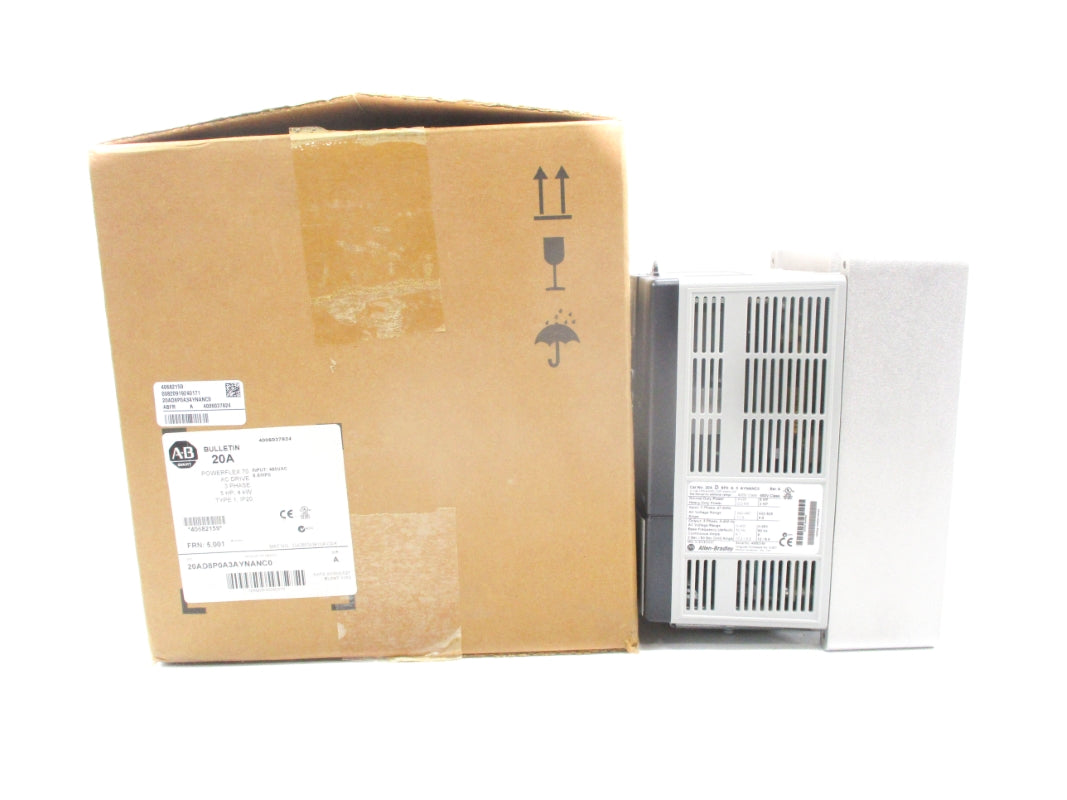 ALLEN BRADLEY 20AD8P0A3AYNANC0 SER. A F/W 5.001 480VAC 8A NSMP