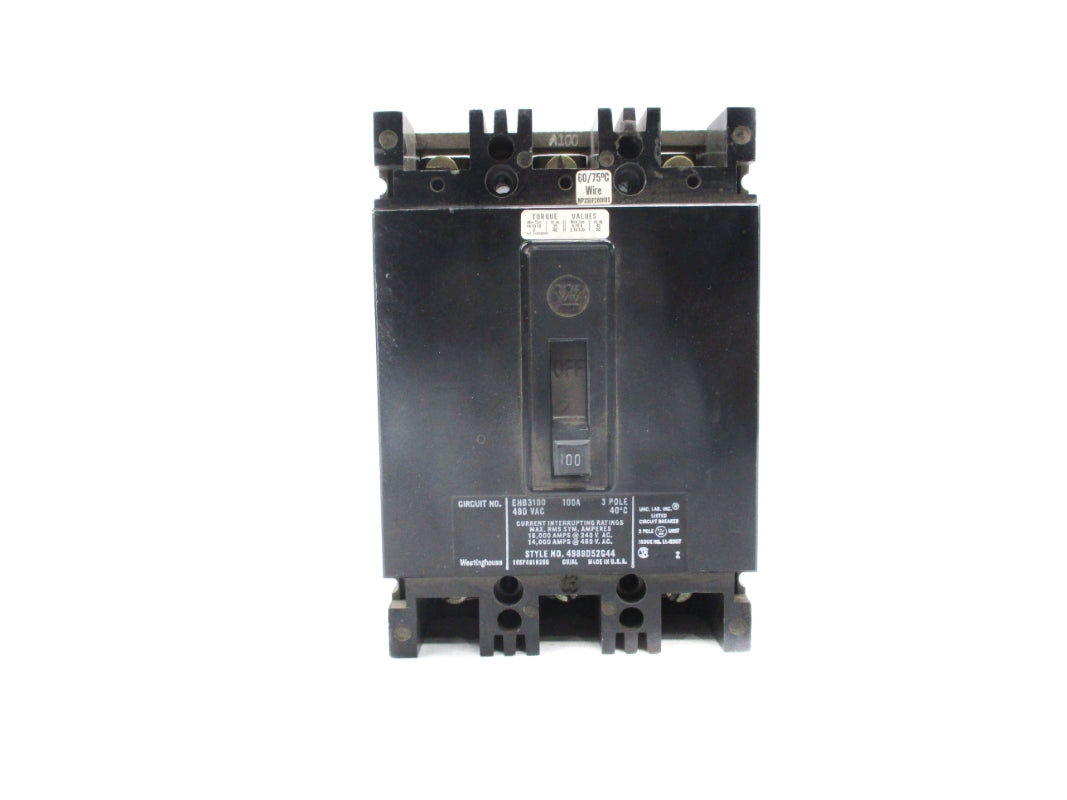WESTINGHOUSE EHB3100 480VAC 100A NSNP