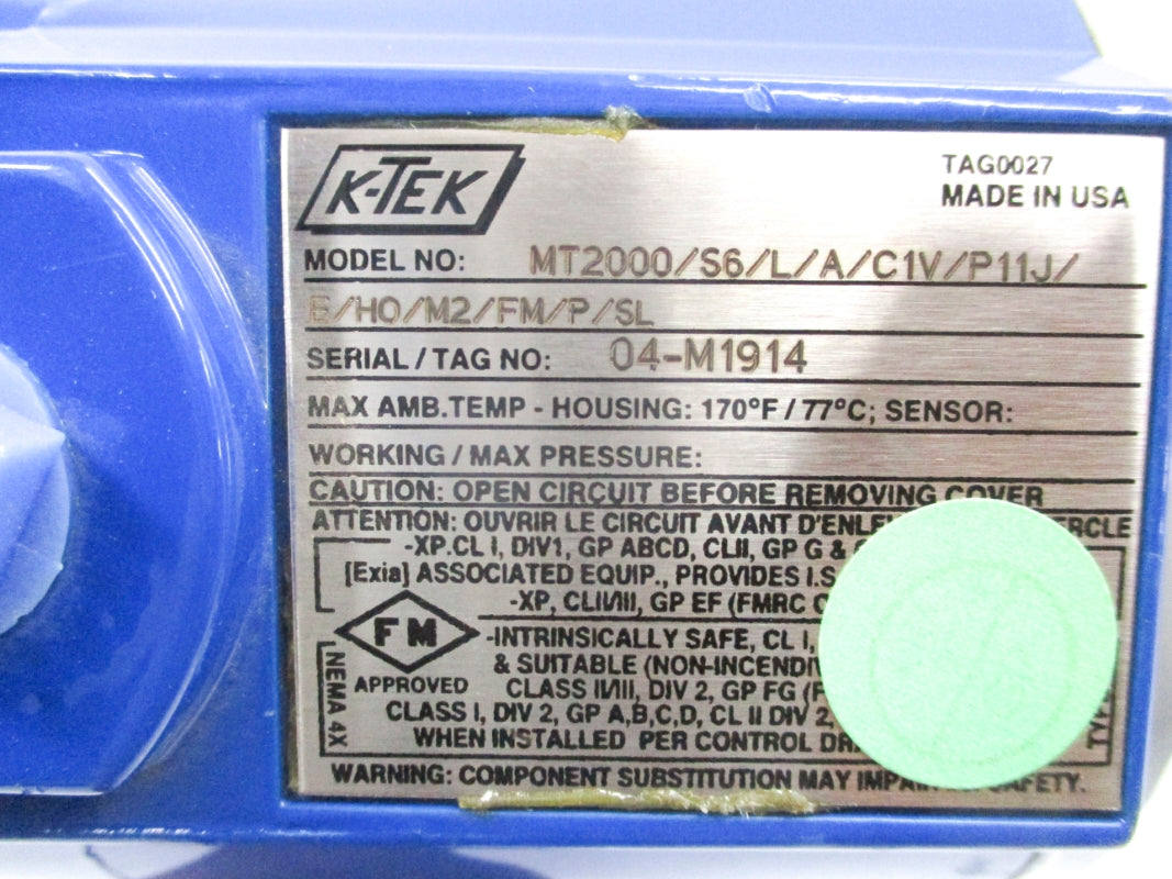 K-TEK MT2000/S6/L/A/C1V/P11J/E/H0/M2/FM/P/SL NSNP