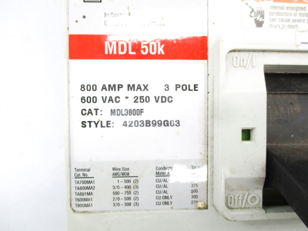CUTLER HAMMER MDL3800F 800A 600V UNMP