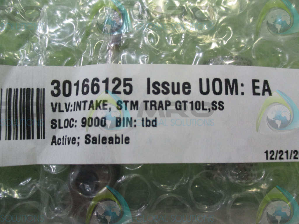TLV COMPANY 30166125 INTAKE STEAMTRAP GT10L,SS VALVE *NEW IN BAG*