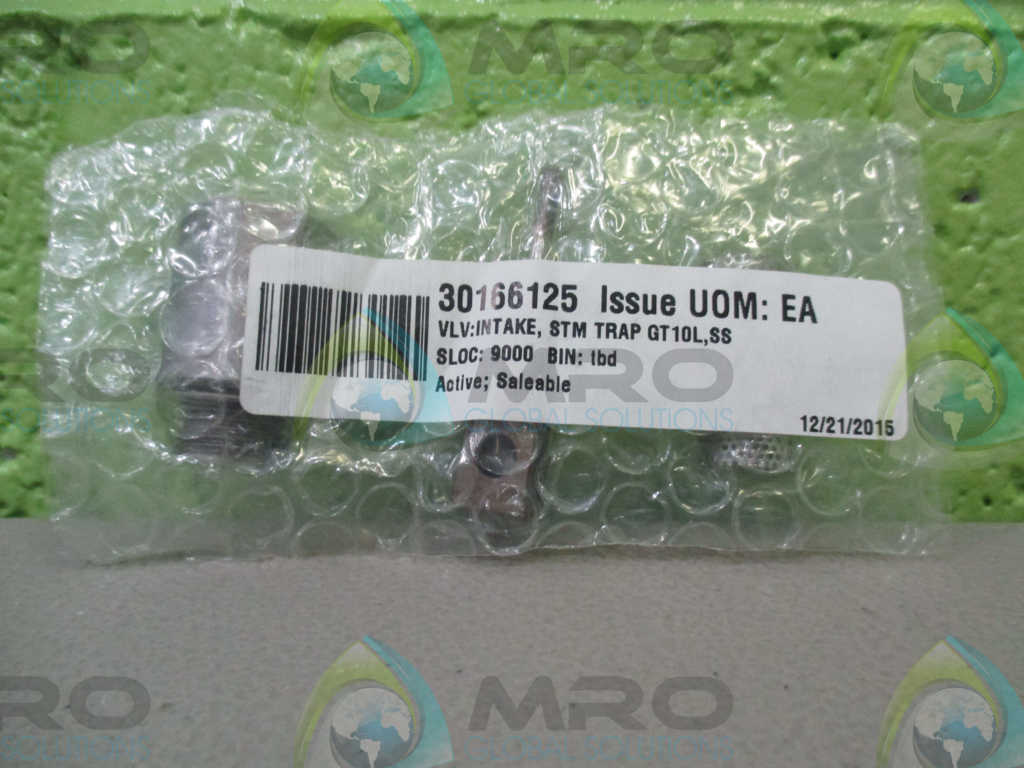 TLV COMPANY 30166125 INTAKE STEAMTRAP GT10L,SS VALVE *NEW IN BAG*
