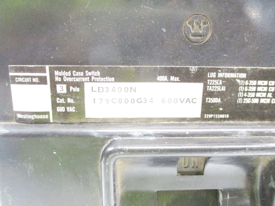 WESTINGHOUSE LB3400N 400A 600V NSNP