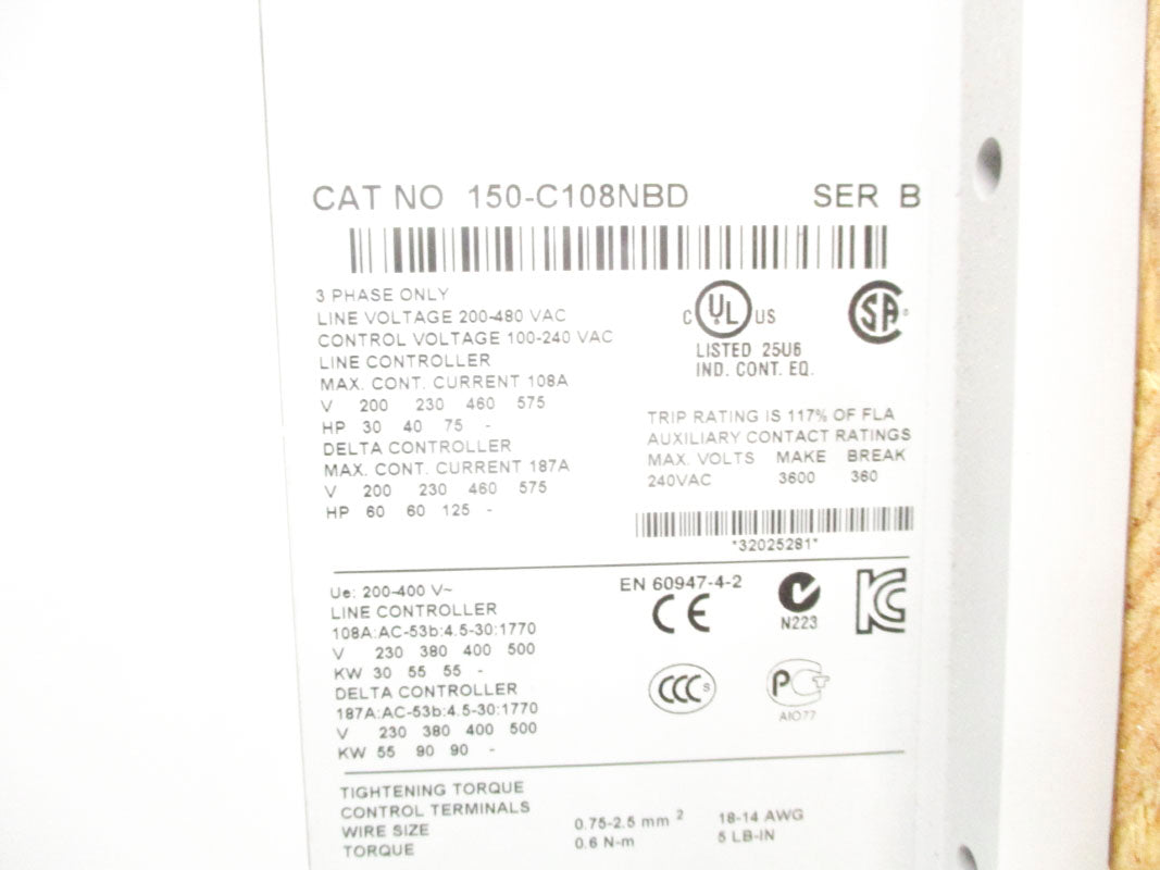 ALLEN BRADLEY 150-C108NBD SER. B (BR/WH) NSMP