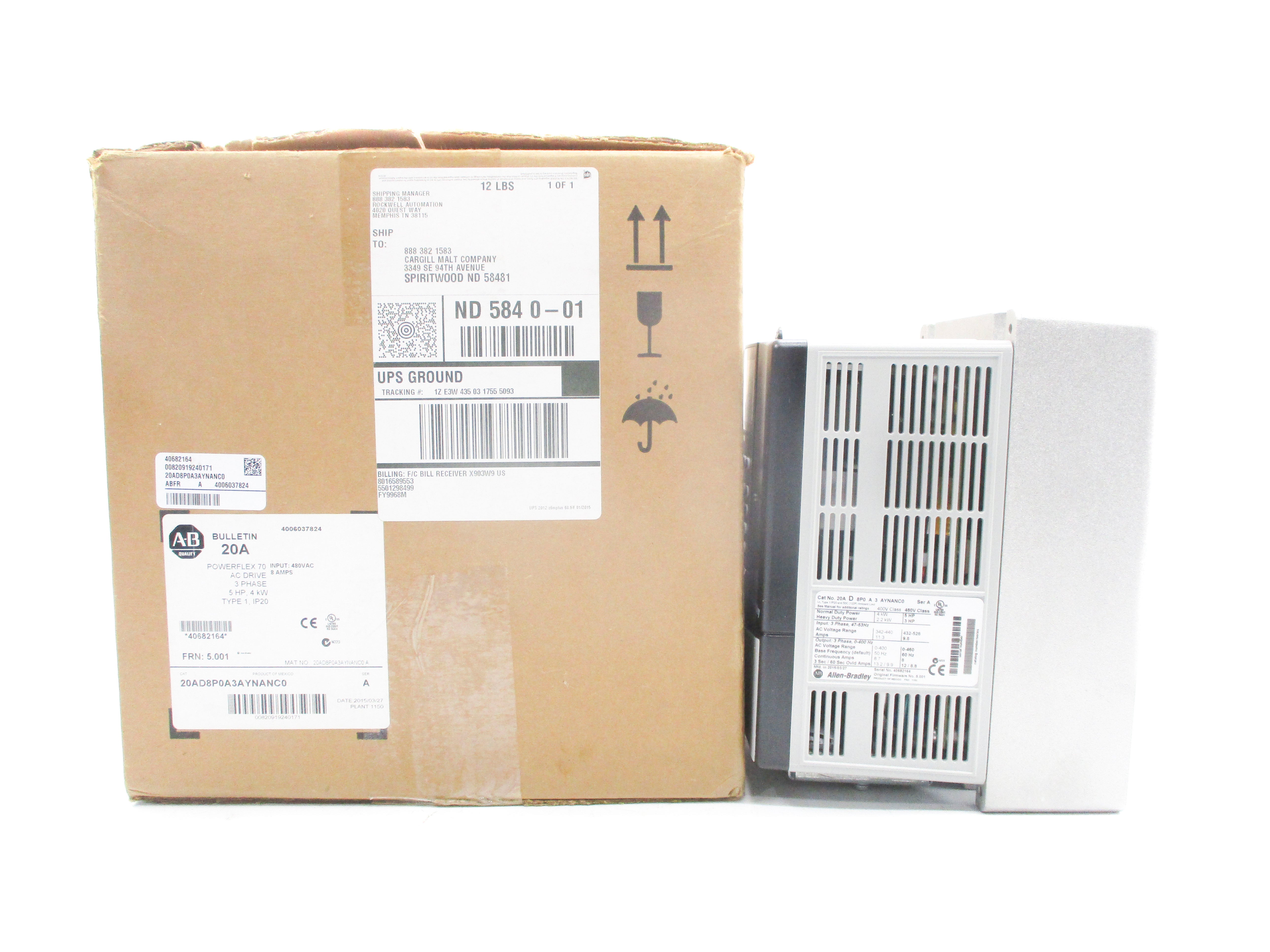 ALLEN BRADLEY 20AD8P0A3AYNANCO SER. A F/W 5.001 NSMP