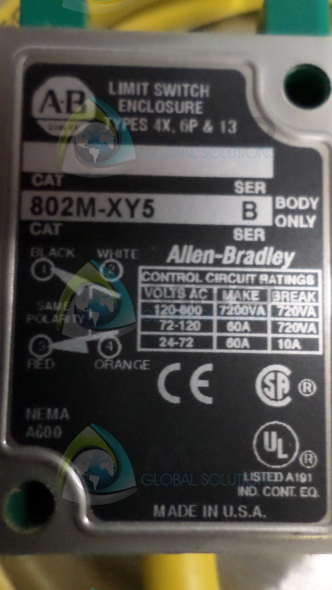 ALLEN BRADLEY 802M-XY5 SER.B LIMIT SWITCH *NEW NO BOX*