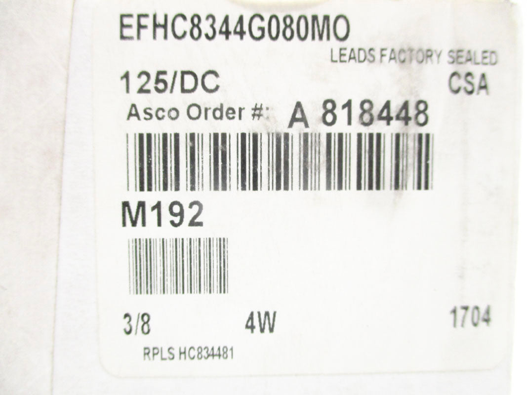 ASCO EFHC8344G080MO 3/8 125DC NSFS