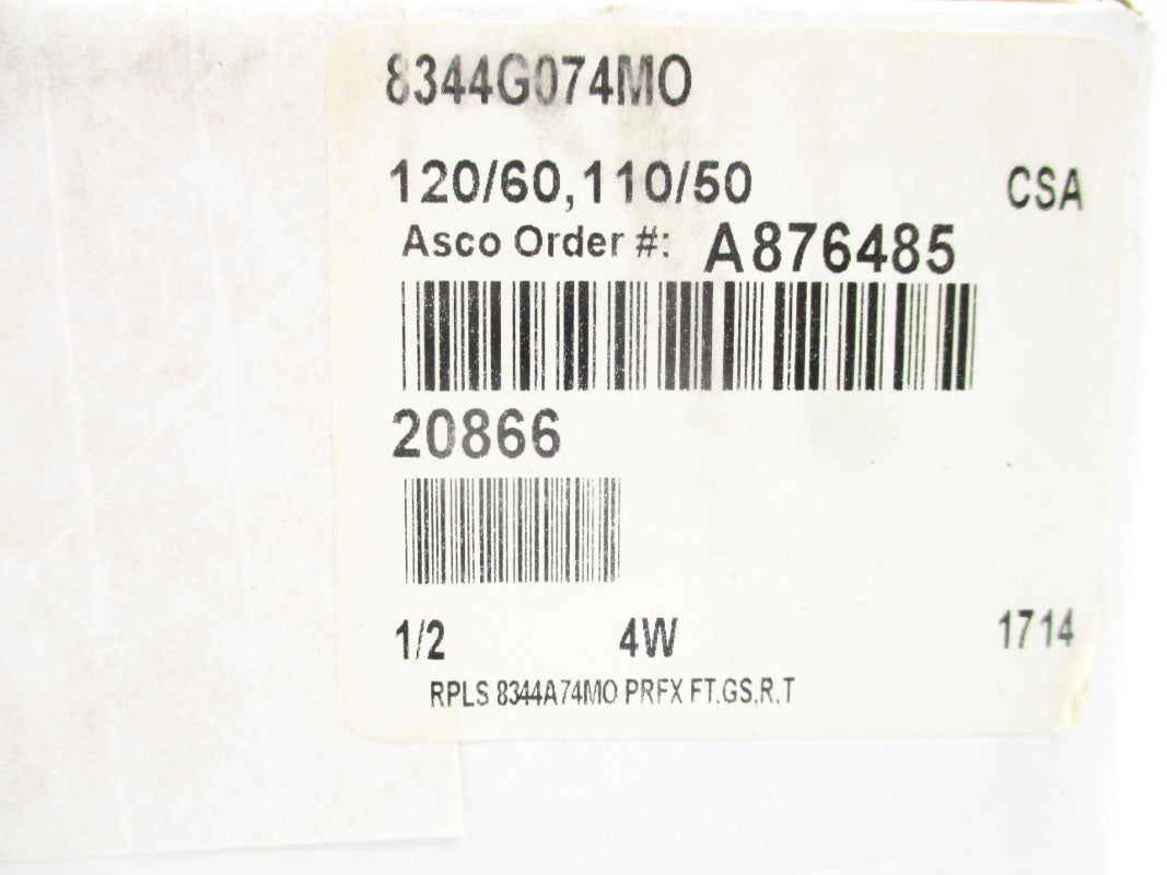 ASCO 8344G074MO 1/2 110/120V NSFS