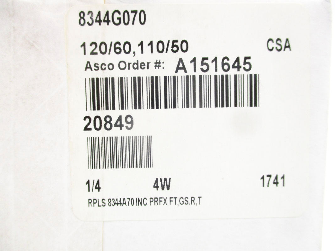 ASCO 8344G070 110/120V 1/4" NSFS